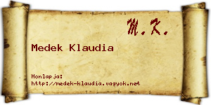 Medek Klaudia névjegykártya